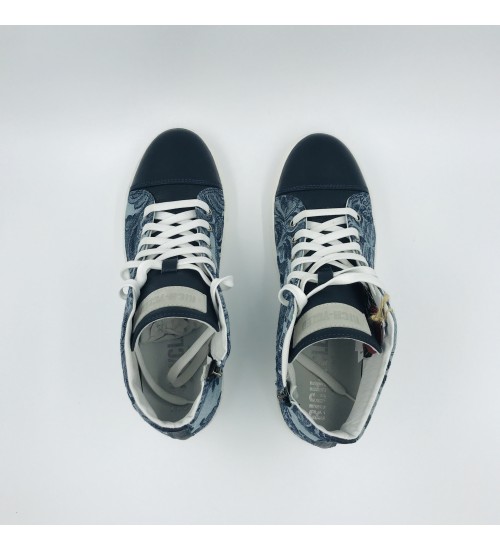 Handmade shoes Damascati and blue leather